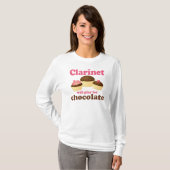 Funny Clarinet zal werken aan chocolade T-shirt (Voorkant volledig)