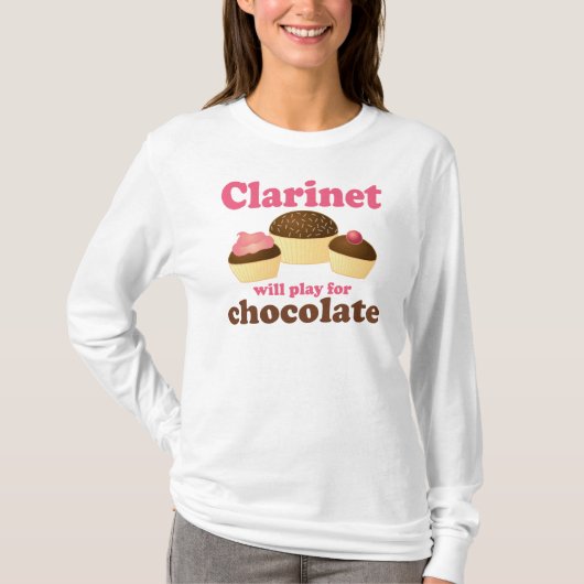 Funny Clarinet zal werken aan chocolade T-shirt (Voorkant)