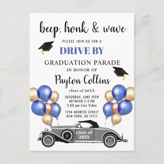 Funny Class of 2023 DRIVE BY Graduation Party Briefkaart (Voorkant)