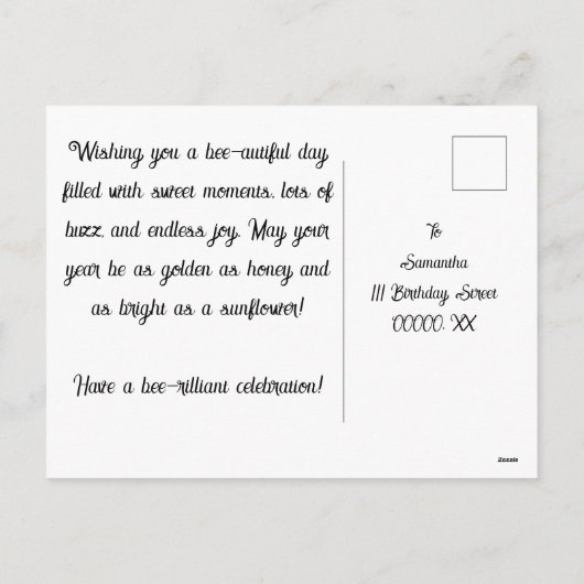 Funny Classic Bumble Bee Stripes Striped Pattern Feestdagenkaart (Achterkant)