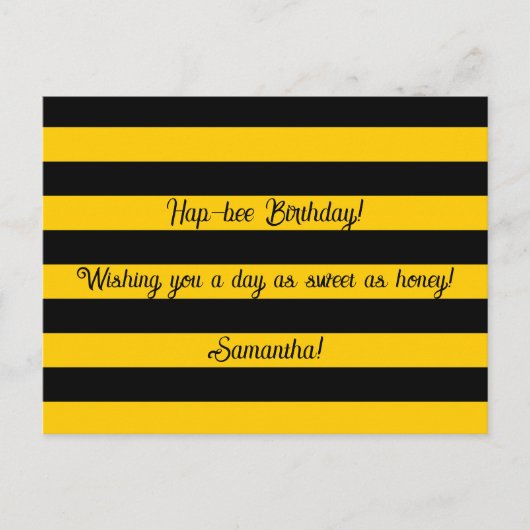 Funny Classic Bumble Bee Stripes Striped Pattern Feestdagenkaart (Voorkant)