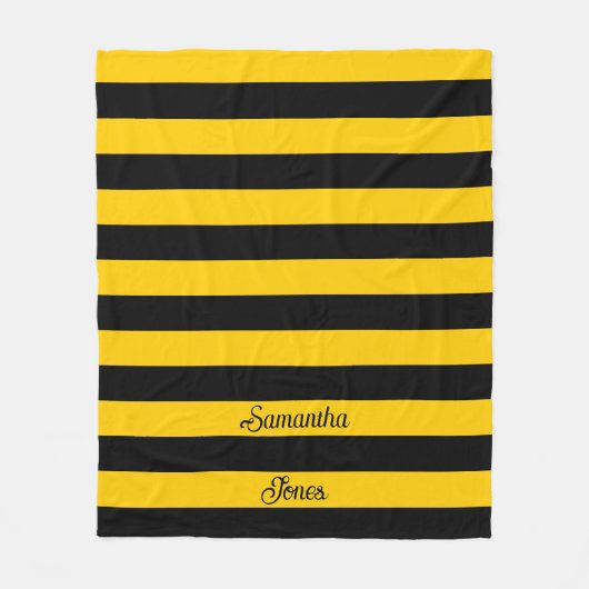 Funny Classic Bumble Bee Stripes Striped Pattern Fleece Deken (Voorkant)