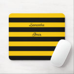 Funny Classic Bumble Bee Stripes Striped Pattern Muismat<br><div class="desc">Een schattig klassiek patroon met brede strepen met op hommels geïnspireerde zwarte en gele strepen. Personaliseer het eenvoudig naar jouw tekst of naam! - ontworpen met ❤ door Zaubershirts -</div>