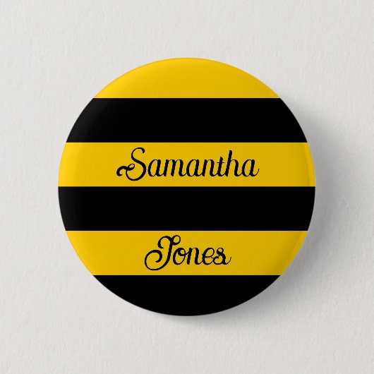 Funny Classic Bumble Bee Stripes Striped Pattern Ronde Button 5,7 Cm (Voorkant)