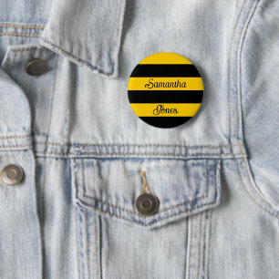 Funny Classic Bumble Bee Stripes Striped Pattern Ronde Button 5,7 Cm