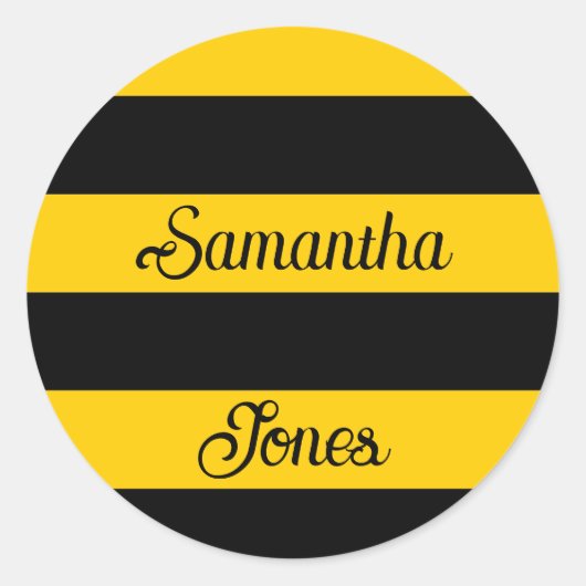 Funny Classic Bumble Bee Stripes Striped Pattern Ronde Sticker (Voorkant)