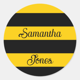 Funny Classic Bumble Bee Stripes Striped Pattern Ronde Sticker