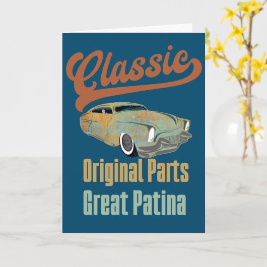 Funny Classic Car Birthday Design for Car Lovers Kaart (Gele Bloem)