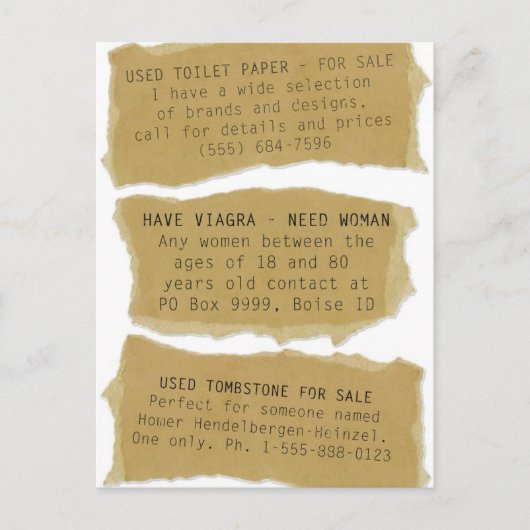 Funny Classifieds 8 pk. Briefkaarten (Voorkant)