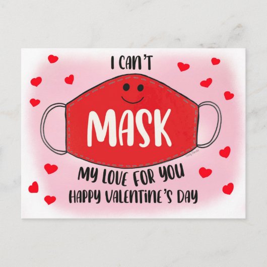 Funny Classroom Valentijns Mask Social Distance Briefkaart (Voorkant)