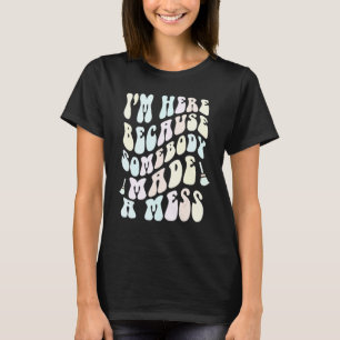 Funny CLEANING Crew Groovy School Custodian Team C T-shirt