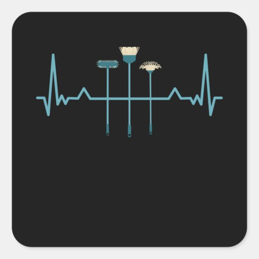 Funny Cleaning Heartbeat Cleaner Gift Vierkante Sticker (Voorkant)