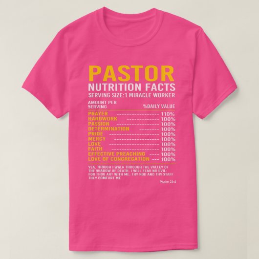 Funny Clergy Preacher Pastor Nutritional Facts T-shirt (Design voorkant)
