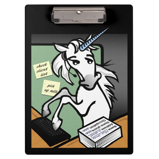 FUNNY CLERICAL UNICORN CLIPBOARD KLEMBORD (Voorkant)