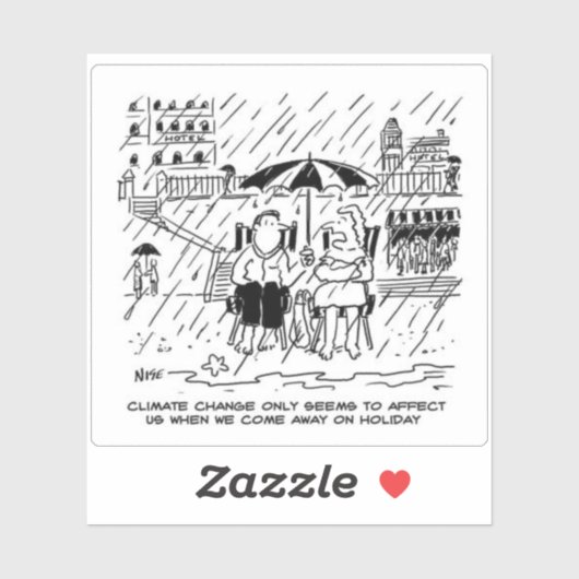 Funny Climate Change Holiday Cartoon. Sticker (Vel)