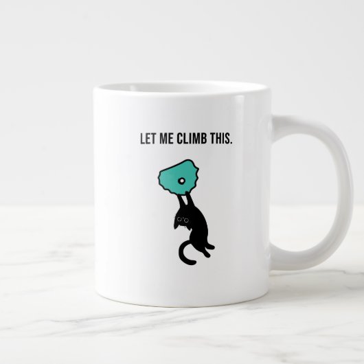 Funny Climbing Cat Catches Climbing Hold Grote Koffiekop (Rechts)