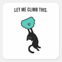 Funny Climbing Cat Catches Climbing Hold Tasse Vierkante Sticker