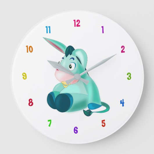 Funny Clock met Baby Donkey - Grote Klok (Voorkant)