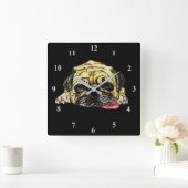 Funny Clock met Pug Dog - Aangepaste kleuren Vierkante Klok (Huis)