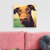 Funny Closeup of a Natural Doberman Dog Canvas Afdruk (Insitu (Woonkamer))