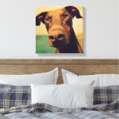 Funny Closeup of a Natural Doberman Dog Canvas Afdruk (Insitu (Slaapkamer))