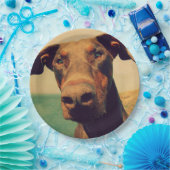 Funny Closeup of a Natural Doberman Dog Papieren Bordje (Feest)