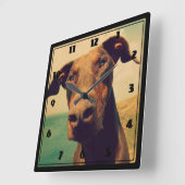 Funny Closeup of a Natural Doberman Dog Vierkante Klok (Hoek)