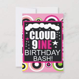 Funny Cloud Nine Cosmic Birthday Party Invitation Kaart