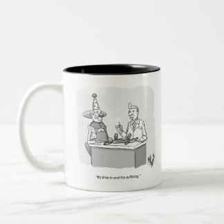 Funny Clown Balloon Dierenarts Cartoon Tweekleurige Koffiemok