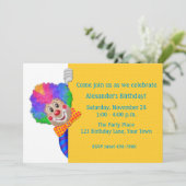 Funny Clown, Birthday Party Kaart (Staand voorkant)