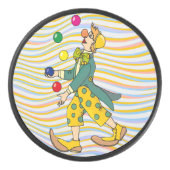 Funny Clown die speelt met kleurrijke balls Hockey Puck (Voorkant)