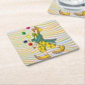 Funny Clown die speelt met kleurrijke balls Kartonnen Onderzetters (Schuin)