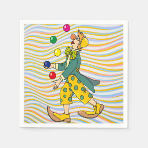 Funny Clown die speelt met kleurrijke balls Servet