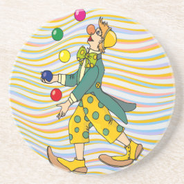 Funny Clown die speelt met kleurrijke balls Zandsteen Onderzetter