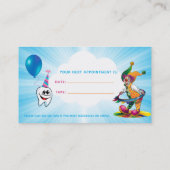 Funny Clown en Happy Tooth | Pediatrische tandarts Visitekaartje (Achterkant)