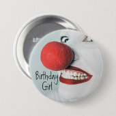 Funny Clown Face Birthday Girl Ronde Button 7,6 Cm (Voorkant /achterkant)