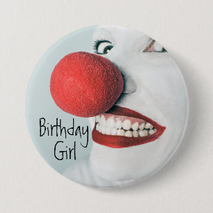 Funny Clown Face Birthday Girl Ronde Button 7,6 Cm