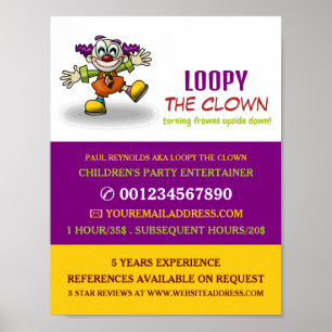 Funny Clown, Kinder entertainer, Clown Adverteren Poster