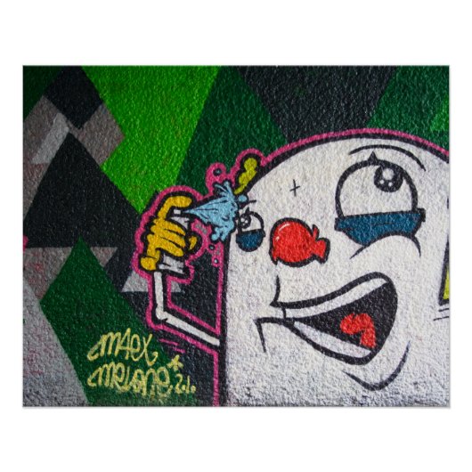 Funny clown met wit gezicht perfect poster (Voorkant)