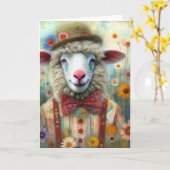 Funny Clown Sheep Alle Gelegenheden Kaart (Gele Bloem)