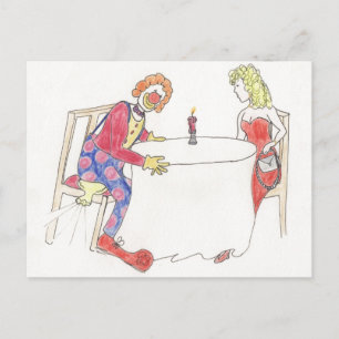 Funny Clown Trump Cartoon Love Romance Humor Art Briefkaart