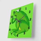 Funny Clueless Green Frog Wall Clock Vierkante Klok (Hoek)
