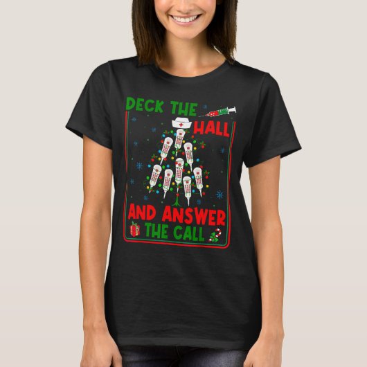 Funny Cna Deck The Halls Answer The Calls Nurse Ch T-shirt (Voorkant)