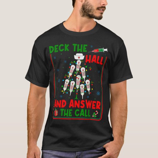 Funny Cna Deck The Halls Answer The Calls Nurse Ch T-shirt (Voorkant)