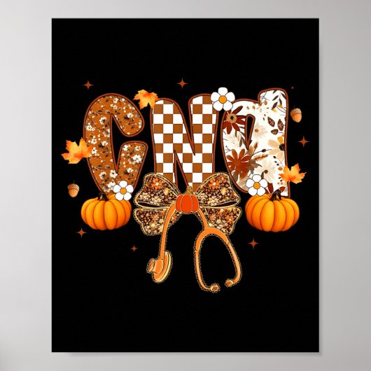 Funny Cna Nurse Coquette Bow Stethoscope Fall Girl Poster (Voorkant)