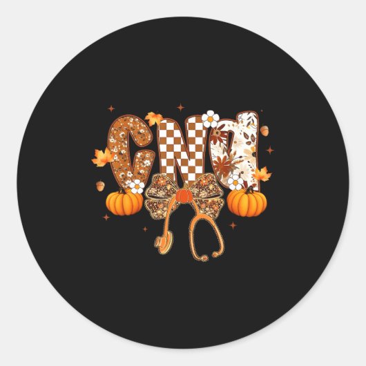 Funny Cna Nurse Coquette Bow Stethoscope Fall Girl Ronde Sticker (Voorkant)
