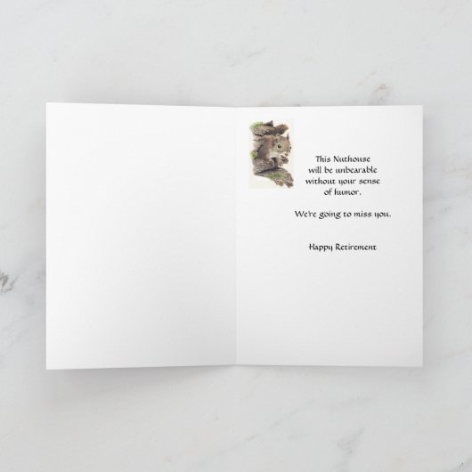 Funny Co-arbeider Retirement, Squirrel, Nuts Kaart (Binnen)