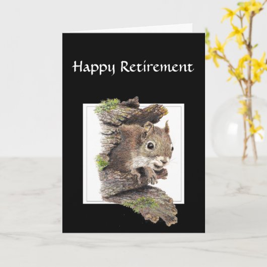 Funny Co-arbeider Retirement, Squirrel, Nuts Kaart (Gele Bloem)