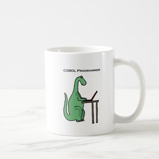 Funny COBOL Programmer Dinosaur Koffiemok (Rechts)
