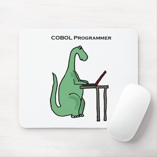 Funny COBOL Programmer Dinosaur Muismat (Met muis)